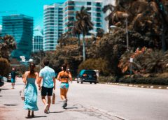 People on sidewalk of Miami, Florida