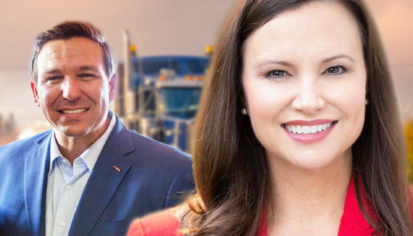 Gov. Ron DeSantis and Ashley Moody