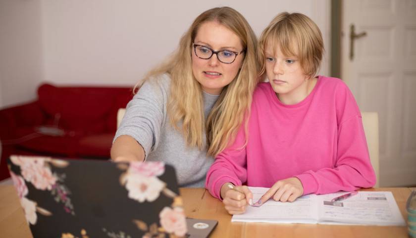 Mom and daughter learning