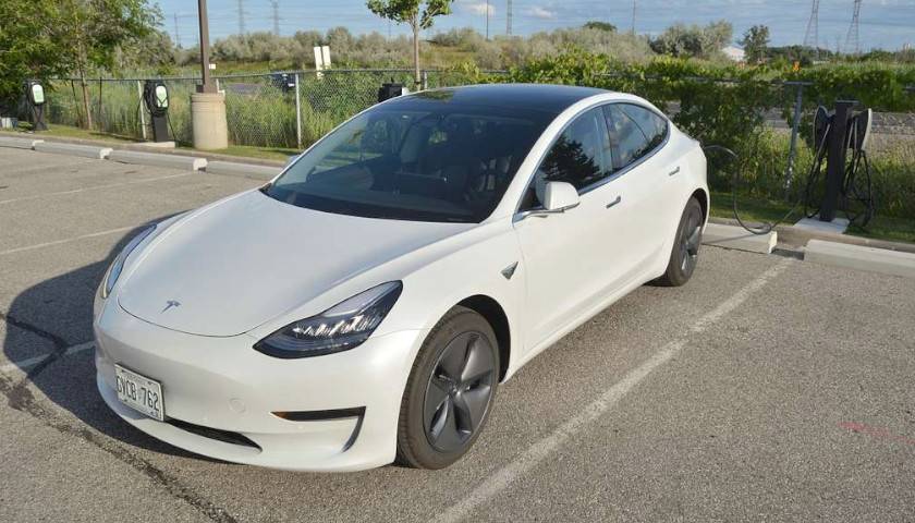 Tesla in Parking Lot