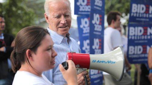 Joe Biden with supporter